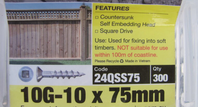 CHIPBOARD SCREWS 10G-10 x 75mm 304 S/S(QTY 300pcs)