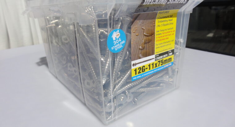 DECKING SCREWS 12G-11x75mm 304 S/S (QTY 500pcs)