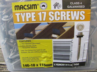 TYPE 17 ROOFING SCREWS – 14G-10x 115mm (500pcs)