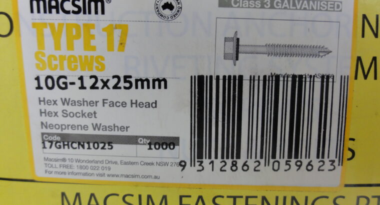 TYPE 17 SCREWS 10G-12 x 25mm GALV (1000pcs)