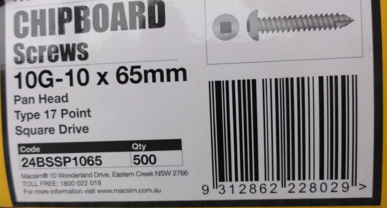 CHIPBOARD s/s 304 SCREWS 10G-10 x 65mm (500pcs)