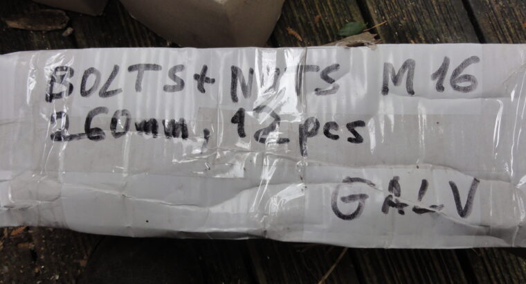 M16 x 260mm GALVANIZED MUSHROOM HEAD + NUT