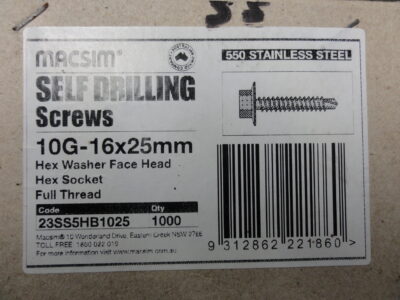 SELF DRILLING SCREWS 10G-16x25mm S/S (QTY 100pcs)
