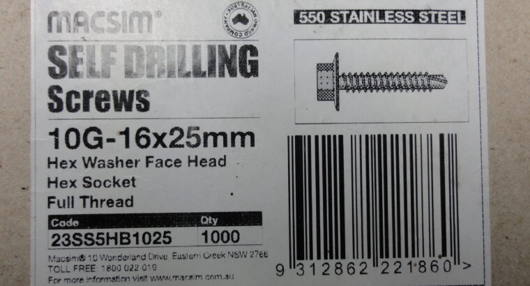 SELF DRILLING SCREWS 10G-16x25mm S/S (QTY 100pcs)