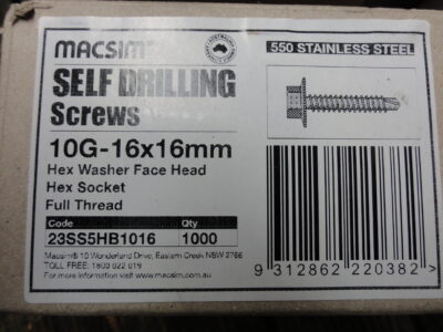 SELF DRILLING SCREWS 10G-16x16mm S/S (QTY 100pcs)