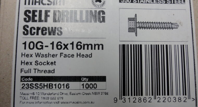SELF DRILLING SCREWS 10G-16x16mm S/S (QTY 100pcs)