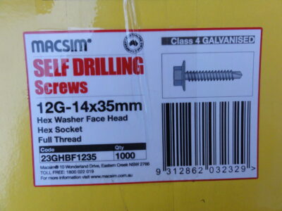 SELF DRILLING SCREWS 12G-14 x 35mm GALV (1000pcs)